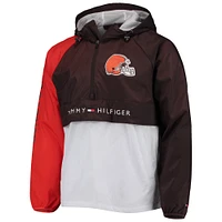Men's Tommy Hilfiger Brown/Orange Cleveland Browns Raglan Half-Zip Pullover Top