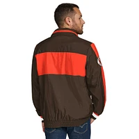Men's Tommy Hilfiger Brown Cleveland Browns Gael Lightweight Half-Zip Pullover Hoodie Jacket