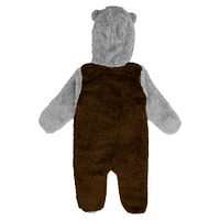 Newborn & Infant Brown Cleveland Browns Game Nap Teddy Fleece Bunting Full-Zip Sleeper