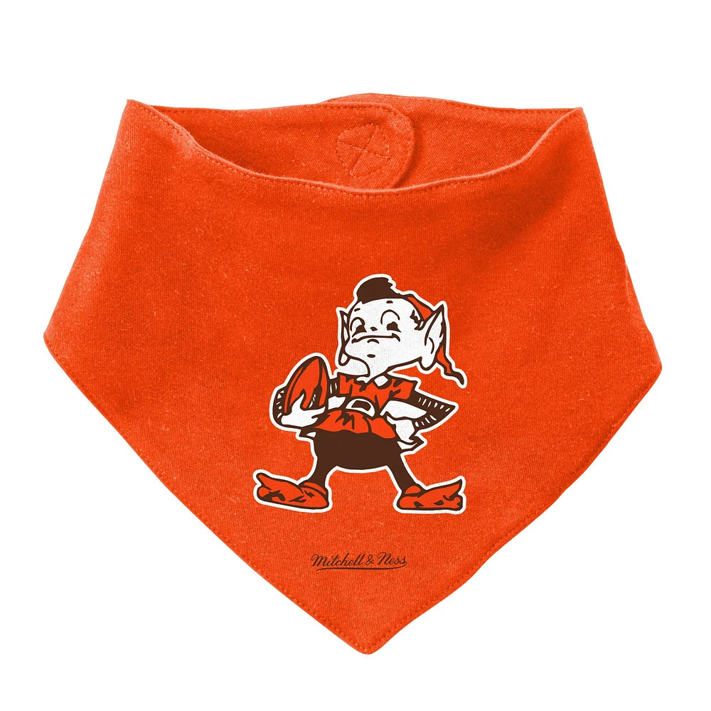 Newborn & Infant Mitchell Ness Orange/Brown Cleveland Browns Throwback Big Score Bodysuit, Bib Bootie Set