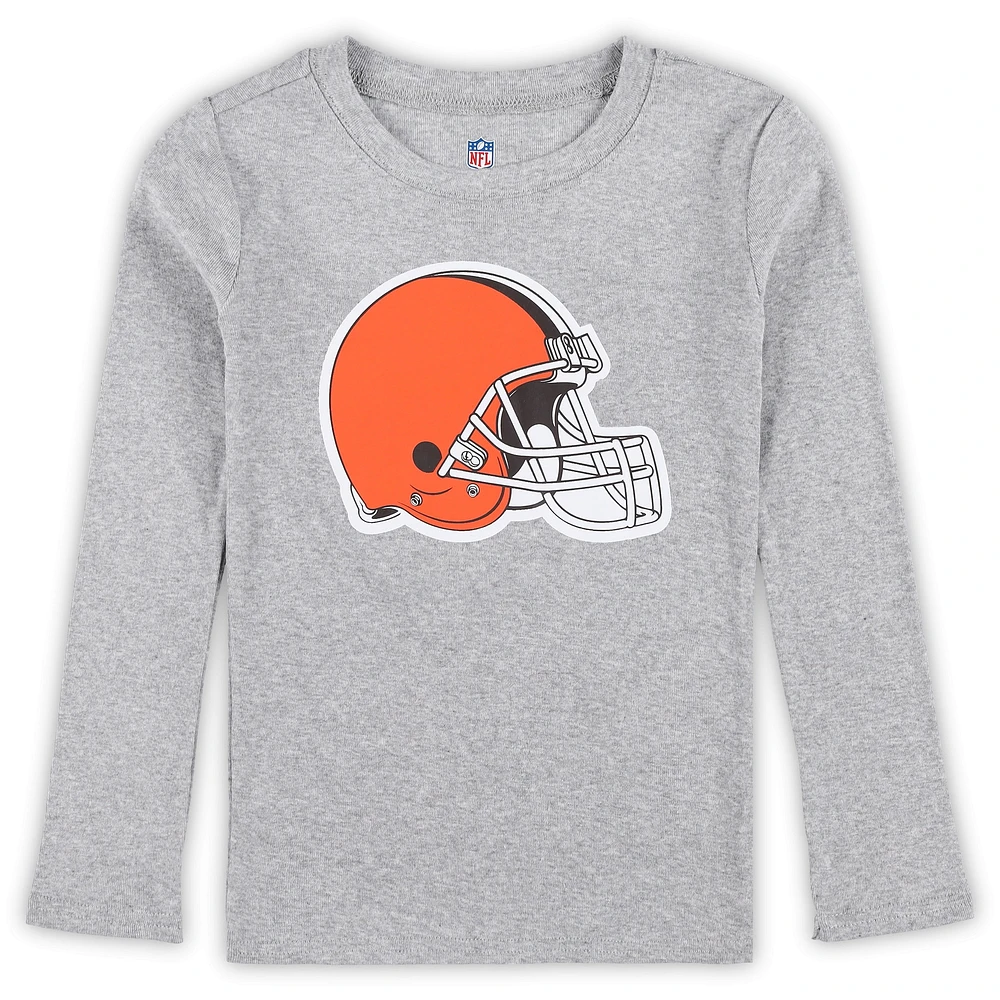 Preschool Heather Gray Cleveland Browns Long Sleeve T-Shirt and Pants Sleep Set
