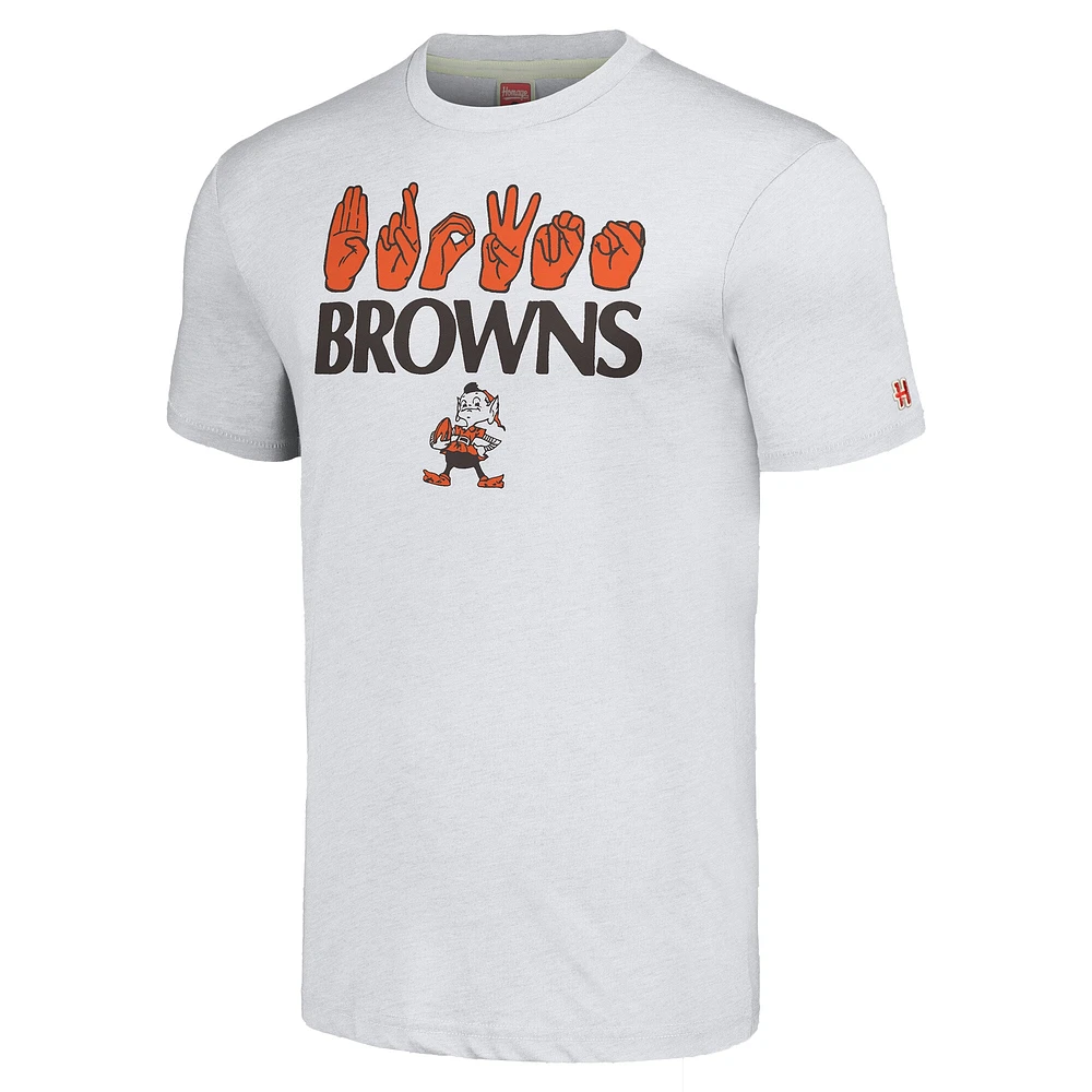 Unisex Homage Ash Cleveland Browns The NFL ASL Collection by Love Sign American Language T-Shirt