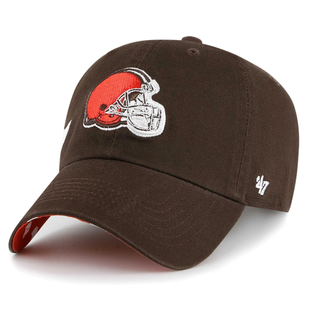 Women's '47 Brown Cleveland Browns Confetti Icon Clean Up Adjustable Hat