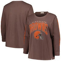 Women's '47 Brown Cleveland Browns Plus Honey Cat SOA Long Sleeve T-Shirt