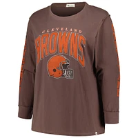 Women's '47 Brown Cleveland Browns Plus Honey Cat SOA Long Sleeve T-Shirt