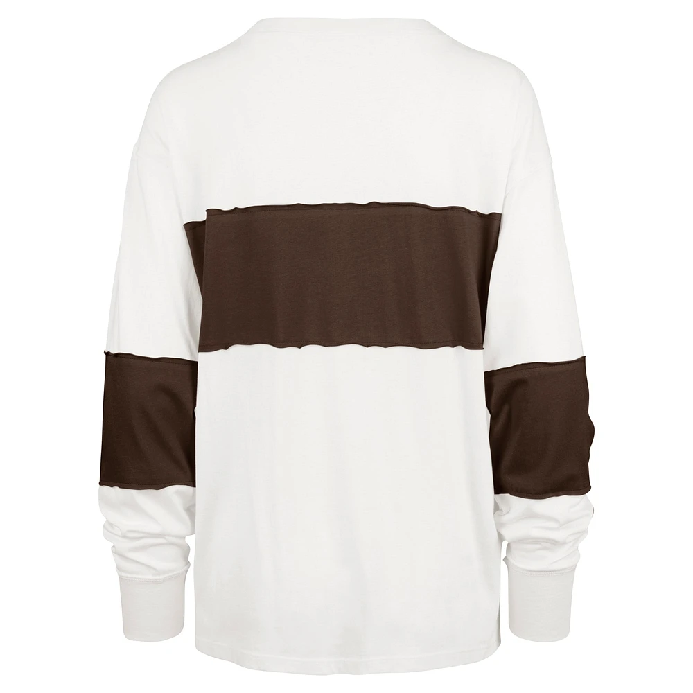 Women's '47 Cream Cleveland Browns Clubhouse Pride Taylor Long Sleeve T-Shirt