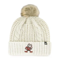 Women's '47  Cream Cleveland Browns Meeko Cuffed Knit Hat with Pom