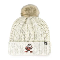 Women's '47  Cream Cleveland Browns Meeko Cuffed Knit Hat with Pom