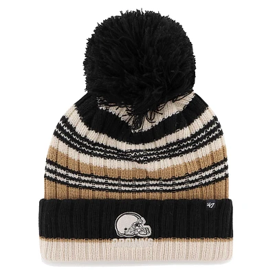 Bonnet en tricot à revers Barista '47 Natural Cleveland Browns pour femmes avec pompon