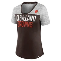 Women's Fanatics Brown/Heathered Gray Cleveland Browns Close Quarters V-Neck T-Shirt