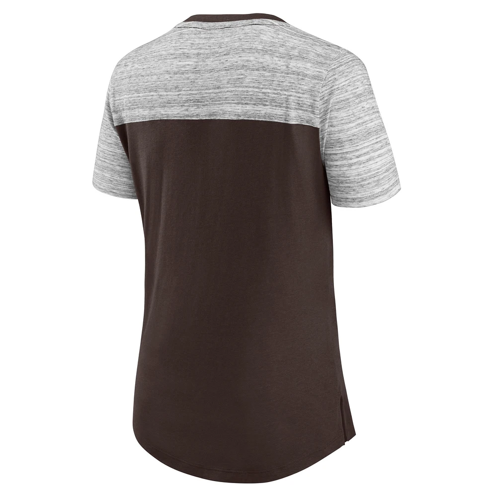 Women's Fanatics Brown/Heathered Gray Cleveland Browns Close Quarters V-Neck T-Shirt
