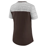 Women's Fanatics Brown/Heathered Gray Cleveland Browns Close Quarters V-Neck T-Shirt