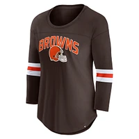 Women's Fanatics Brown Cleveland Browns First Team Arch Logo 3/4 Sleeve T-Shirt
