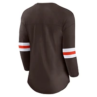 Women's Fanatics Brown Cleveland Browns First Team Arch Logo 3/4 Sleeve T-Shirt