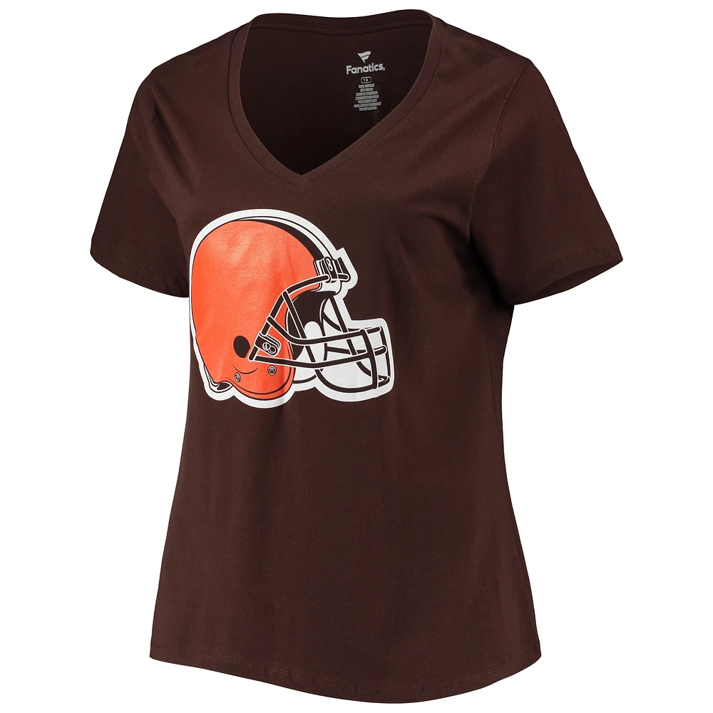 Women's Fanatics Deshaun Watson Brown Cleveland Browns Plus Player Name & Number V-Neck T-Shirt