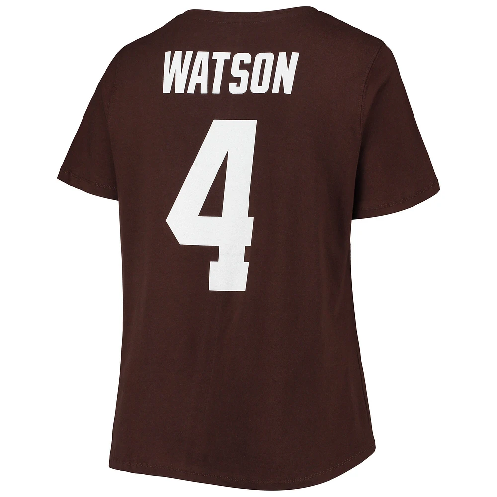 Women's Fanatics Deshaun Watson Brown Cleveland Browns Plus Player Name & Number V-Neck T-Shirt