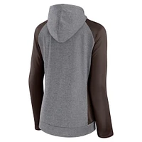 Women's Fanatics Gray/Brown Cleveland Browns Blind Side Raglan Full-Zip Hoodie