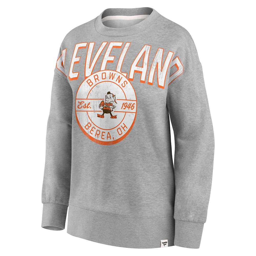Women's Fanatics Heathered Gray Cleveland Browns Jump Distribution - Pullover Sweatshirt