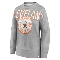 Women's Fanatics Heathered Gray Cleveland Browns Jump Distribution - Pullover Sweatshirt
