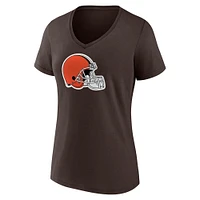 Women's Fanatics Nick Chubb Brown Cleveland Browns Player Icon Name & Number V-Neck T-Shirt