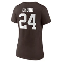 Women's Fanatics Nick Chubb Brown Cleveland Browns Player Icon Name & Number V-Neck T-Shirt