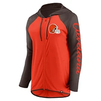Women's Fanatics Orange/Brown Cleveland Browns Script Full-Zip Hoodie