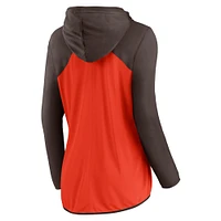 Women's Fanatics Orange/Brown Cleveland Browns Script Full-Zip Hoodie