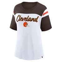 Women's Fanatics White/Brown Cleveland Browns Cheer Chant Fashion Crop Top