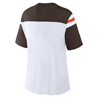 Women's Fanatics White/Brown Cleveland Browns Cheer Chant Fashion Crop Top