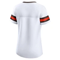 Women's Fanatics White Cleveland Browns Brownie The Elf Gridiron Classics Sunday Best Lace-Up T-Shirt