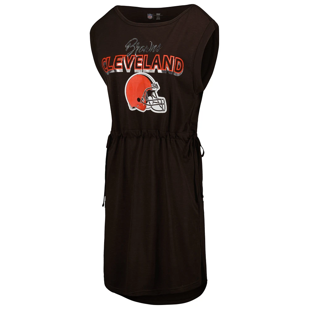 Women's G-III 4Her by Carl Banks Brown Cleveland Browns G.O.A.T. Swimsuit Cover-Up