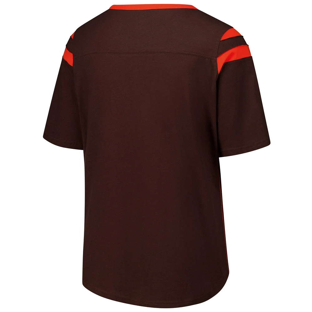 Women's G-III 4Her by Carl Banks Brown Cleveland Browns Plus Linebacker T-Shirt