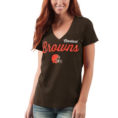 G-III 4Her par Carl Banks Brown Cleveland Browns Postseason pour femme - T-shirt à encolure en V