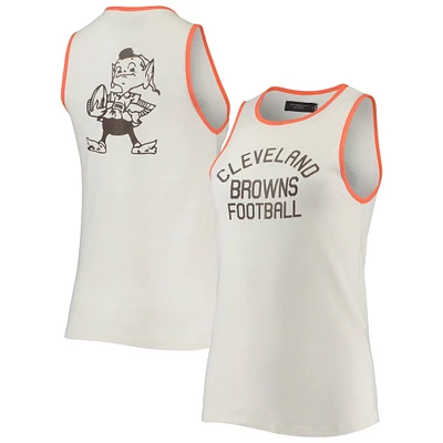 Débardeur à encolure dégagée pour femmes Junk Food blanc/orange Cleveland Browns Brownie The Elf Throwback Pop Binding