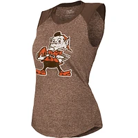 Women's Majestic Threads Brown Cleveland Browns Retro Tri-Blend Raglan Muscle Tank Top