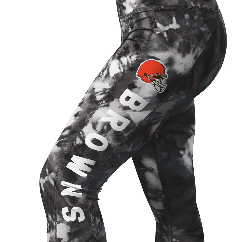 Women's MSX by Michael Strahan Black Cleveland Browns Aubrey Tie-Dye Leggings