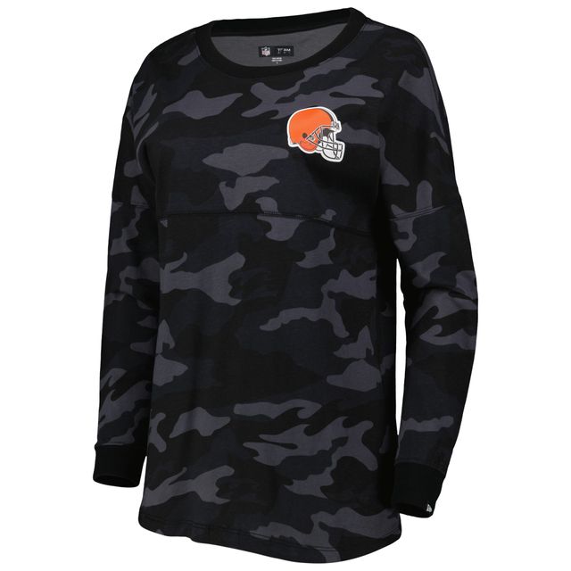T-shirt à manches longues camouflage Cleveland Browns New Era pour femme