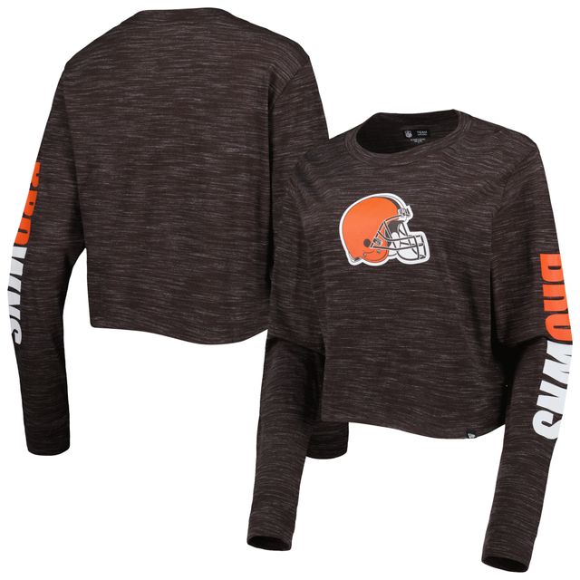 T-shirt court à manches longues Cleveland Browns New Era pour femme