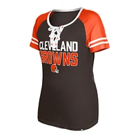 Women's New Era  Brown Cleveland Browns Raglan Lace-Up T-Shirt