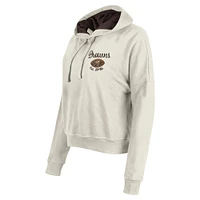 Women's New Era Cream Cleveland Browns 3rd Down Historic Pullover Hoodie