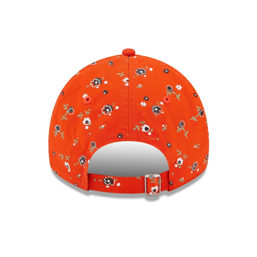 Women's New Era Orange Cleveland Browns  Floral 9TWENTY Adjustable Hat