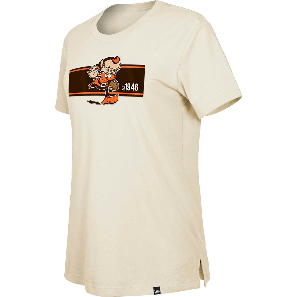 Women's New Era  Tan Cleveland Browns Third Down Historic T-Shirt