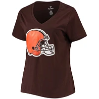Women's Nick Chubb Brown Cleveland Browns Plus Fair Catch Name & Number V-Neck T-Shirt