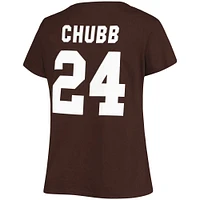 Women's Nick Chubb Brown Cleveland Browns Plus Fair Catch Name & Number V-Neck T-Shirt