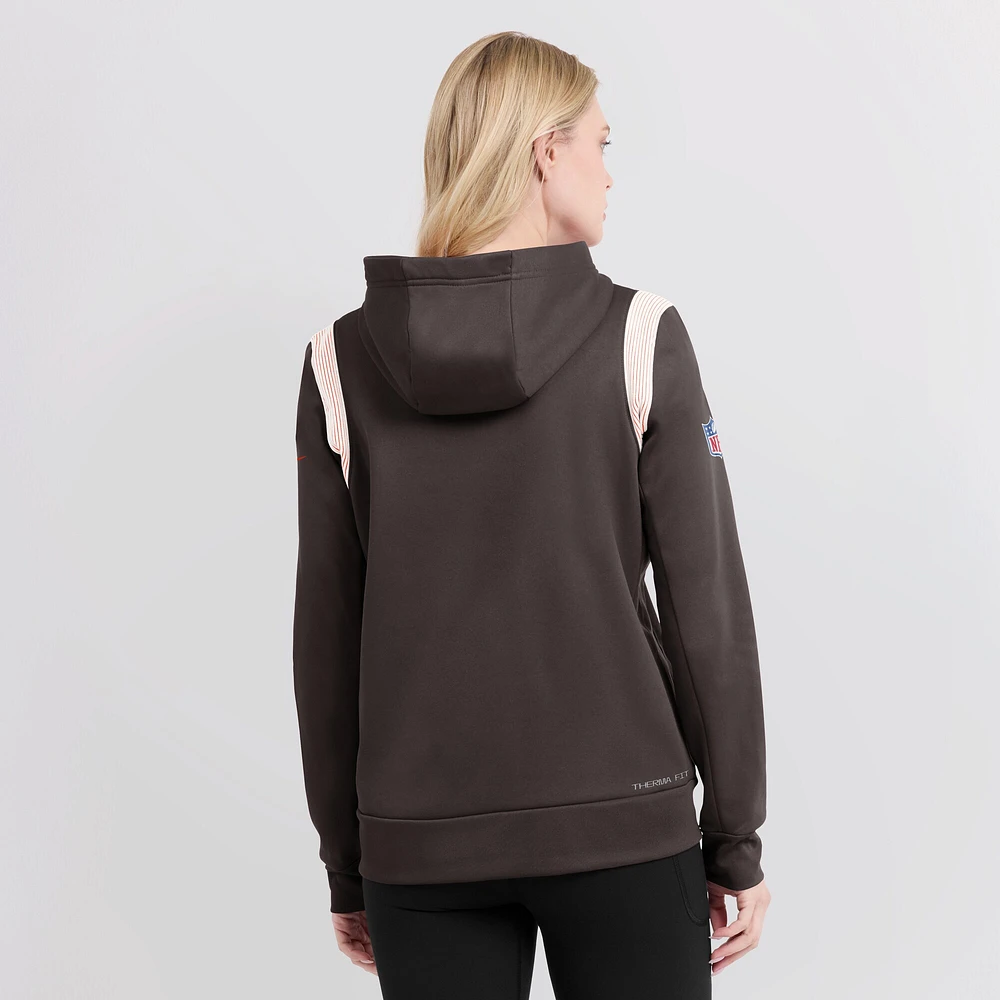 Women's Nike Brown Cleveland Browns Sideline Stack Performance Pullover Hoodie