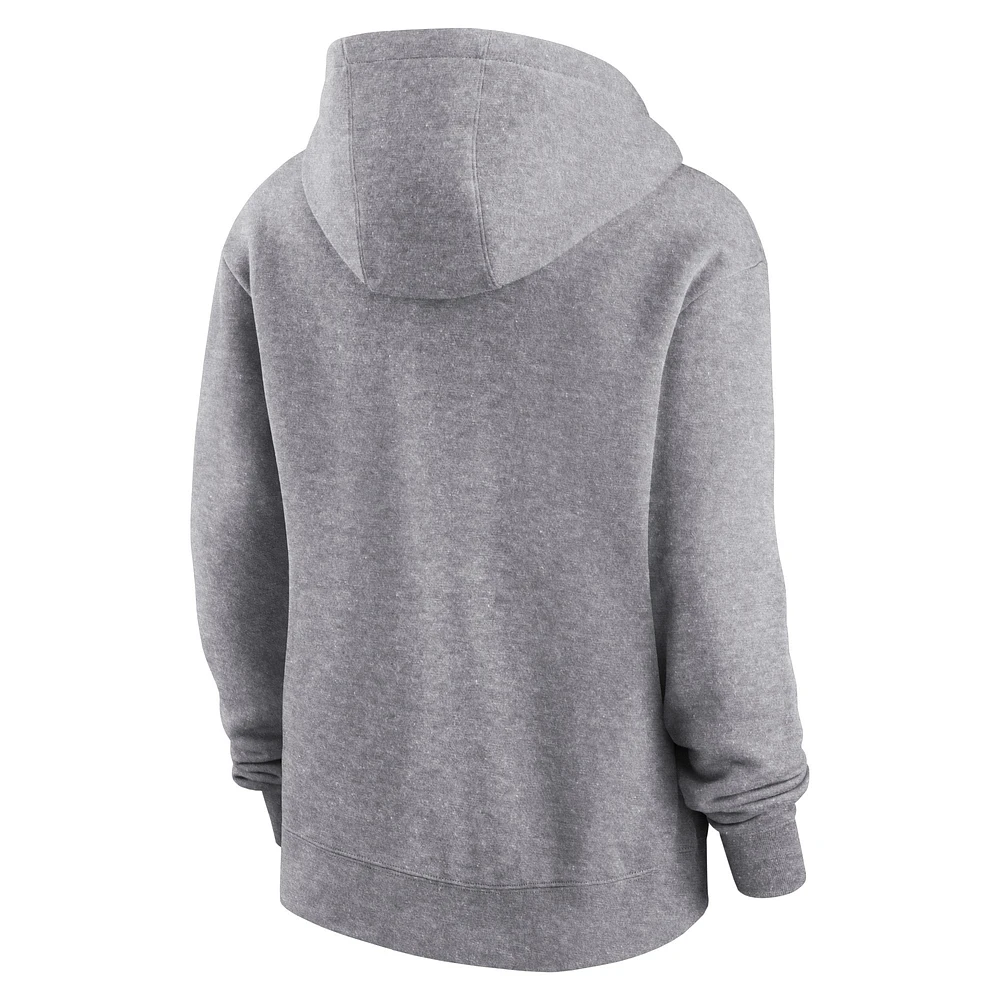 Women's Nike Heather Gray Cleveland Browns Team Logo Club Fleece Pullover Hoodie
