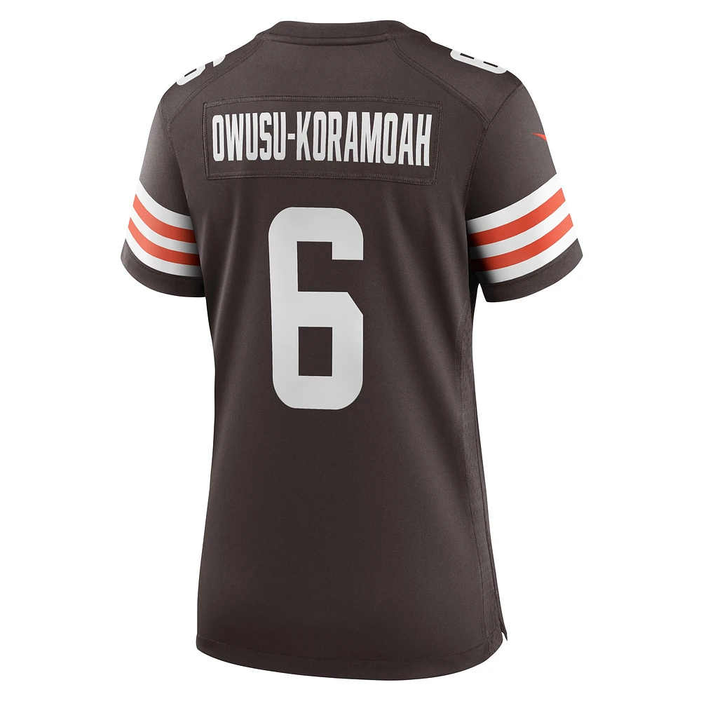 Women's Nike Jeremiah Owusu-Koramoah Brown Cleveland Browns Team Game Jersey