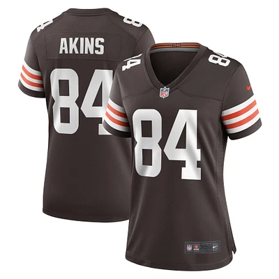 Maillot de joueur match Nike Jordan Akins marron des Cleveland Browns pour femme