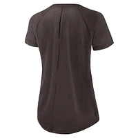 Women's Nike White/Heather Scarlet Cleveland Browns Back Slit Lightweight Fashion T-Shirt