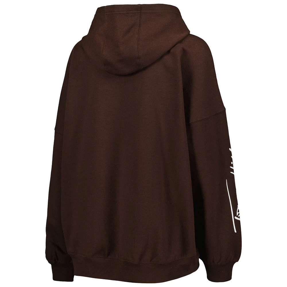 Women's Tommy Hilfiger Brown Cleveland Browns Becca Drop Shoulder Pullover Hoodie